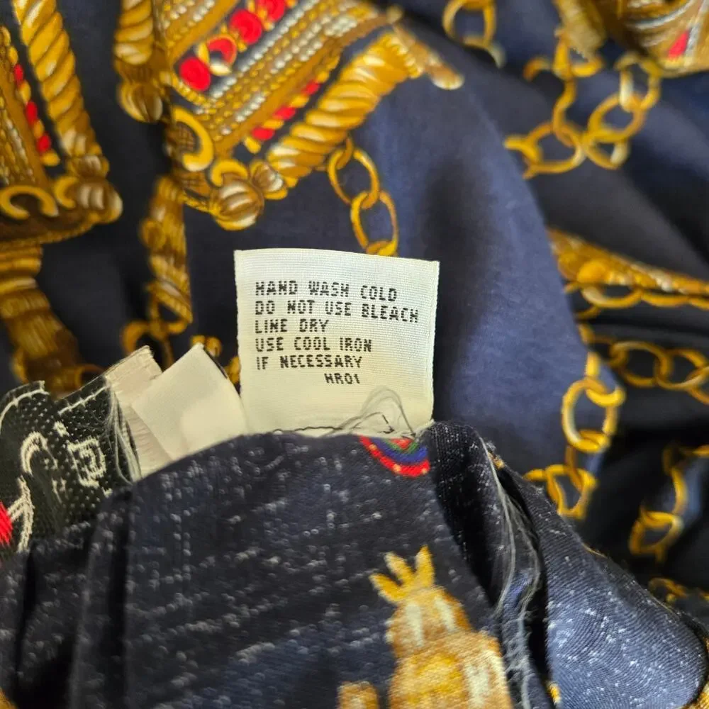 Vintage Ornate Scarf Print Midi Skirt Royal Lions Baroque Maximalist Women Small